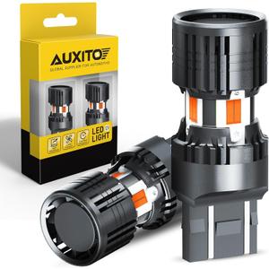 AUXITO 2025 Latest CANBUS 7440 7443 LED Bulbs Amber Yellow with Built-in Resistor Anti Hyper Flash 7440NA 7441 7444 7444NA W21W WY21W Error Free LED Front Rear Turn Signal Lights, Pack of 2