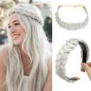 CJL HAIR 2PCs Braided Headbands Hair Piece for Women Synthetic Hair Hoops Head Bands Handmade Braid Hairband Accessories Elastic Stretch Headwrap Silver Grey