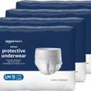 Amazon Basics Unisex Protective Underwear, Overnight Absorbency, Small/Medium, 64 Count, (4 Packs of 16)