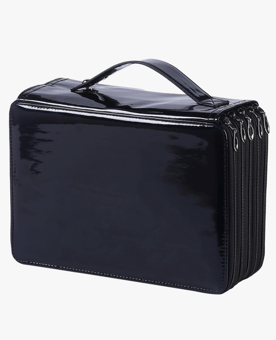 250 Slots Colored Pencil Case with Zipper Closure Pencils Bag Waterproof PU Leather Pen Organizer Storage Holder for Artist (Black)