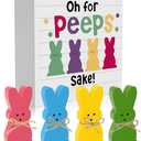WOHOHOHO Easter Bunny Wooden Décor, 4 Pcs Bunny with Funny Easter Bunny Wooden Box Sign, Oh for Peeps Gift Wood Rabbit Tiered Table Decor for Farmhouse Kitchen Bathroom Office Party Supplies