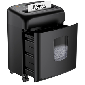Bonsaii 8 Sheet High Security Micro Cut Paper Shredder with 4 Gallon Pullout Basket, Credit Cards/Mail/Staples/Clips Shredder for Home Office Use (C206-G), Black
