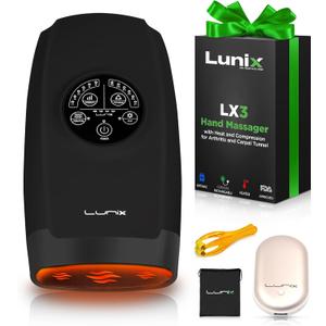 Lunix LX3 Cordless Hand Massager, FSA HSA Eligible, Shiatsu Massage Machine with Heat and Compression 6 Levels Pressure Point Therapy for Arthritis, Pain Relief, Carpal Tunnel and Finger Numbness