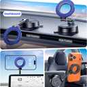 for MagSafe Car Phone Holder for Tesla Model 3/Y, Extended-Reach Arm Magnetic Mount for iPhone 17/16/15/14/13/12, 80+LBS Vacuum Suction Cup Mounts for Tesla Screen & Dashboard (Navy Blue)