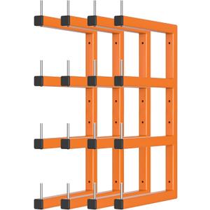 4-Pack Lumber Storage Rack, Wood Storage Racks Wall Mount, Heavy Duty Garage Wood Organizer With 8-Level System, Orange Utility Rack Organization Up 1600 Lbs, Metal Lumber Shelf for Indoor & Outdoor