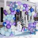 Winter Wonderland Balloon Arch Kit Blue Purple White Balloons Arch Garland Snow Confetti Snowflake Balloons for Princess Birthday Party Winter Onederland Baby Shower Decorations