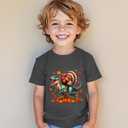 Funny Thanksgiving Shirts for Kids Toddler Boys Girls Turkey Pumpkin Graphic T-Shirt Clothes Tops Tee 2-8 Years (Black)