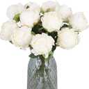 10pcs White Silk Peonies with Single Stem - Faux Flowers for Wedding Table Centerpieces, Home Decorations, Bridal Bouquets & Floral Arrangements