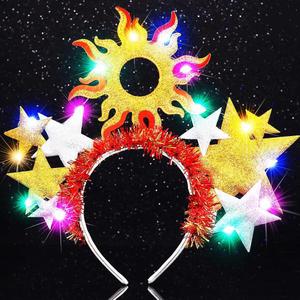 GORTIN Light up Star Headband Christmas Headpiece Sun Glowing Costume Headpiece Hair Accessories for Women