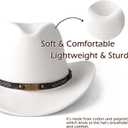 Men Women Western Cowboy Hat Classic Roll Up Cowgirl Hats with Buckle Belt (White)