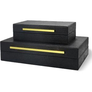 Modern Decorative Box Faux Shagreen Leather, Decorative Storage Boxes with Lids for Home Decor, Large Multifunctional Storage Jewelry Box Organizer