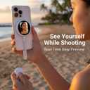Selfie Monitor Screen for iPhone, Back Camera Preview with Remote, Plug and Play, No App Required, Magnetic Vlog Selfie Monitor Screen, 60FPS AMOLED Display for Live Stream TikTok YouTube - Off White