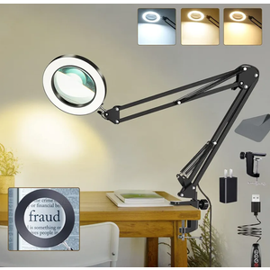 10X Magnifying Glass with Light and Clamp, Magnifier with Light Hands Free3 Color Modes Stepless Dimmable, 72 LEDs Real Glass Lens Magnifying Lamp for Close Work, Repair, Reading, Craft