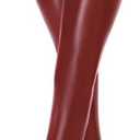 Ginasy Faux Leather Leggings for Women Tummy Control Stretch High Waist Pleather Pants with Thin Fleece Lined (Red)