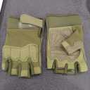  Fingerless Gloves for Airsoft Shooting Half Finger Hunting Hiking Cycling Driving Motorcycle Climbing Work Gloves 2 Pairs(Green) Medium