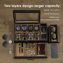 Watch Box with Tray, 2-Tier Watch Case for Large Dial Watches, 8-Slot Watch Display Case with Lid, Removable Watch Pillows, Drawer, Gifts for Men Women, Watch Organizer, Jewelry Box, Black