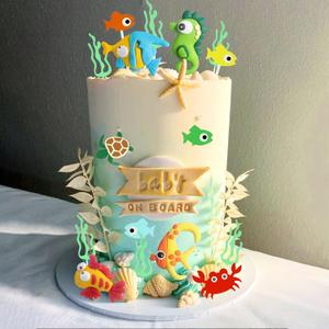Under the Sea Ocean Animals Birthday Cake Decorations Sea Ocean Party Favor Supplies for Sea Ocean Theme Baby Shower Birthday Party