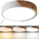 LuFun Flush Mount Ceiling Light, Ceiling Light Fixture Minimalist Wood 30W, Dimmable 3000K/4000K/6500K with Remote, 15.7 inch Modern Light Fixture Ceiling for Kitchen Bedroom Hallway Living Room