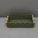 Upgraded Paper Rope Scalloped Edge Toilet Paper Storage Basket, Small Living Room, Bedroom Decor Baskets for Over Toilet Storage Shelf, End Table, Shelves and More, with 2 Wooden Handle (Green)