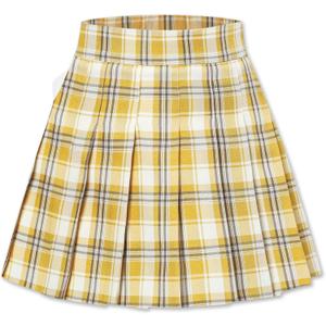 SANGTREE Women Plaid Pleated Skirt School Uniform High Waist Plus Size A Line Skort for Girls with Pockets and Shorts (L)