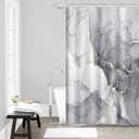 Grey Shower Curtain, Ombre Light Grey Marble Shower Curtain Set Modern Aesthetic Gray Ink Texture Waterproof Bathroom Curtain with Hooks, 60x72 Inch