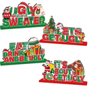 4Pcs Ugly Sweater Christmas Party Decorations Wooden Table Centerpiece Ugly Sweater Party Table Decorations Lets Get Ugly Tabletop Tiered Tray Decor for Holiday Xmas Party Supplies