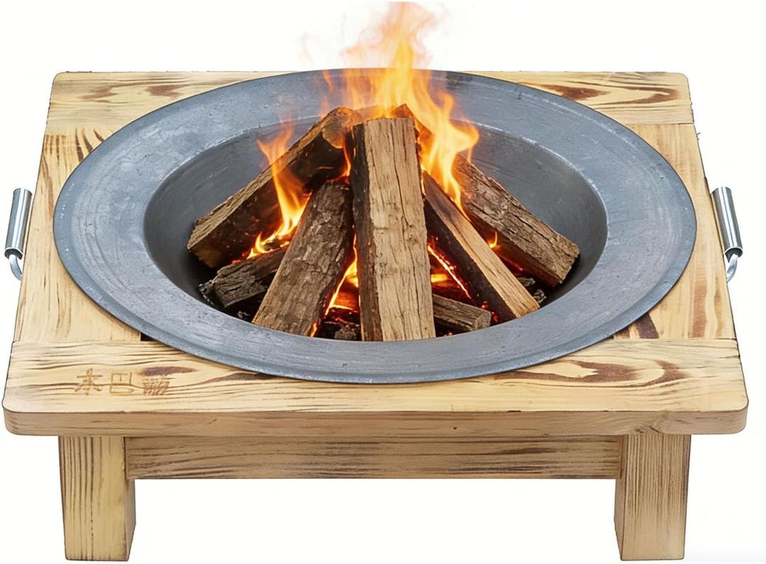 Tabletop Cast Iron Fire Pit, Wood Burning Fire Bowl | for Patio Backyard Comes with grill mesh & Poker for heating and BBQ, Portable for deck camping