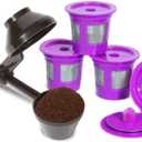 2-Item Bundle: 4-Pack Cafe Save 1-Stream Reusable K Cup Coffee Filters + EZ-Scoop 2 Tbsp Scoop with Integrated Funnel, Refillable Pod Capsule For Use with Keurig & Select Single Cup Coffee Maker
