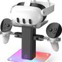 Charging Display Stand Compatible with Quest 3s/Quest 3/Vision Pro/Quest 2 - Universal VR Stand Holder, VR Headset Fast Charging Dock with LED Lights, Stable Bracket Storage Round Base
