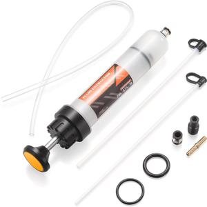 FOUR UNCLES 200cc Fluid Extractor & Fill Pump for Automotive Use - Oil Syringe with a 23" Hose & Two 12" Extension Tubes for Easy Oil Change