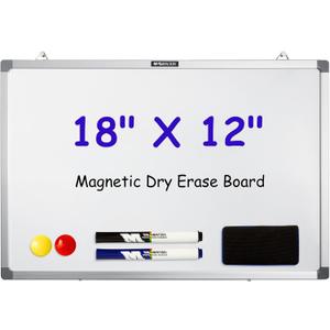 M&G Dry Erase Board Magnetic White Board for Wall, 18 x 12 Small Whiteboard with 2 Markers & 2 Magnets & 1 Eraser, Portable Whiteboard for Planning, Drawing, to Do List, Office School Use