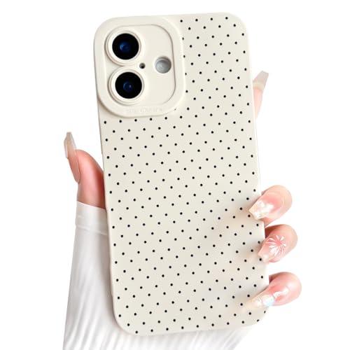 NITITOP Compatible for iPhone 17 Case Cute Aesthetic Little Polka Dots Pattern Design for Women Men Girls Soft TPU Shockproof Stylish Full Camera Protective Phone Cover - White Black