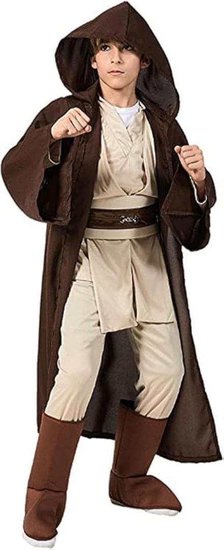 Kids Boys Costume Robe Tunic Cloak Cosplay Outfit 6 years and up (X-Large, Brown)