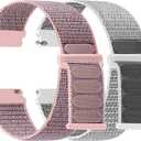16mm 18mm 20mm 22mm Quick Release Nylon Band Compatible with Samsung Galaxy Watch 3 45mm/Galaxy Watch 46mm/Gear S3 Frontier/Classic/Garmin Venu 3/Venu 2/Vivoactive 4/Fossil Gen 6 44mm Bands (Pink Sand+Sea Shell)