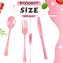 300 Pcs Plastic Silverware Heavy Duty Cutlery Set Plastic Utensils Set Includes 100 Disposable Spoons 100 Forks Knives for Parties Catering Family Gathering(Pink)