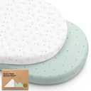 2-Pack Organic Bassinet Sheets for Girls, Boys - 100% Cotton Bassinet Mattress Sheets Compatible with Halo Bassinest Swivel Sleeper, Graco, Baby Delight, Chicco,Unisex Fitted Bassinet Sheets(Bunnies) (Universal Fit 33 x 17)