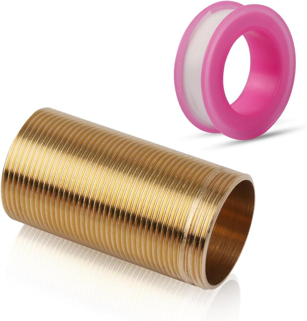 6 Inch Faucet Extension Shank, Brass Threaded Pipe for Thick Countertops, Bathroom Faucet Mount Accessory with PTFE Tape