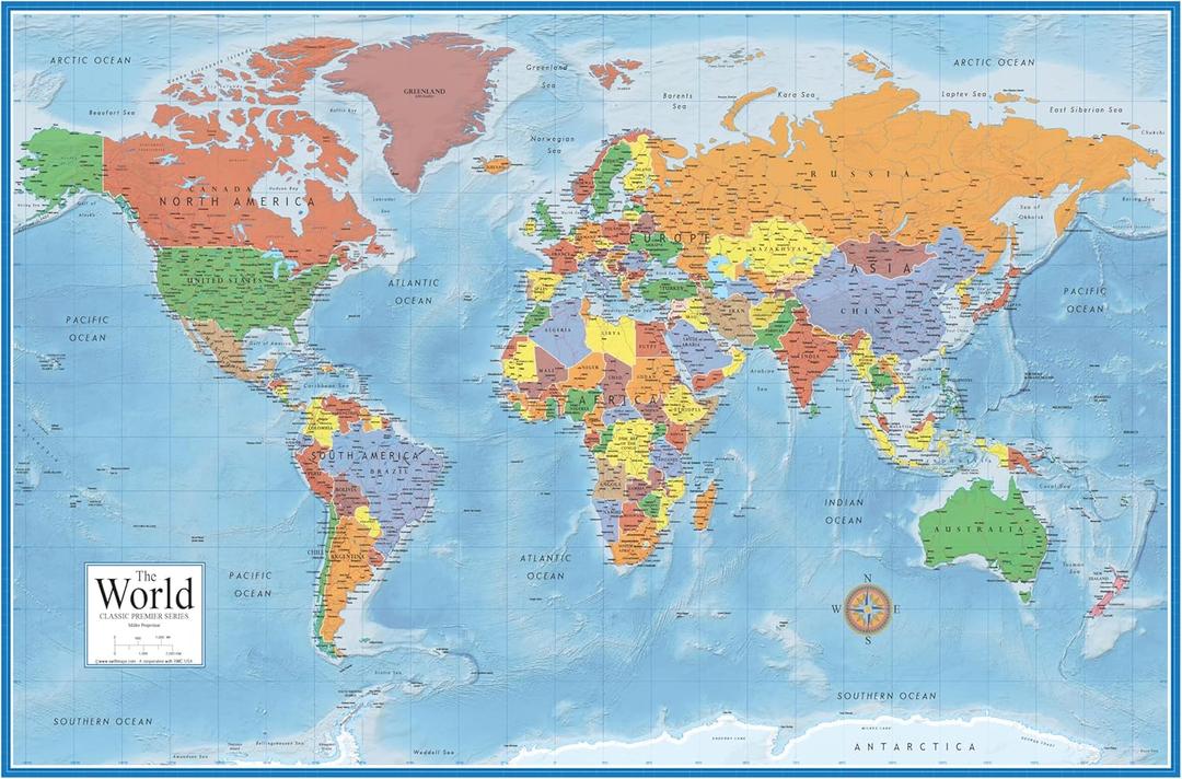 24x36 World Classic Premier Wall Map Poster (Laminated)
