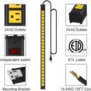 24 Outlet Long Power Strip,Heavy Duty Metal Socket Power Strip,Aluminum with 15-Foot Extension Power Cord,ETL Certified for Home, Office, Garage and Workshop Black and Yellow