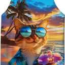 RAISEVERN Mens Tank Tops Summer Sleeveless Tee Cool Workout T-Shirts Beach Novelty Undershirts (M)