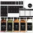 Black Spice Labels for Jars, 148 Preprinted Organizing Stickers Designed for Spices Storage Glass Bottles for Herbs Seasonings, Kitchen Pantry Organization