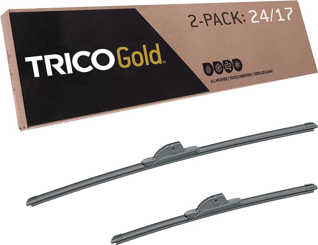TRICO Gold (18-2417) 24 & 17 Inch Pack of 2 Automotive Replacement Windshield Wiper Blades for My Car Premium All Weather Beam Blade for Select Vehicle Models