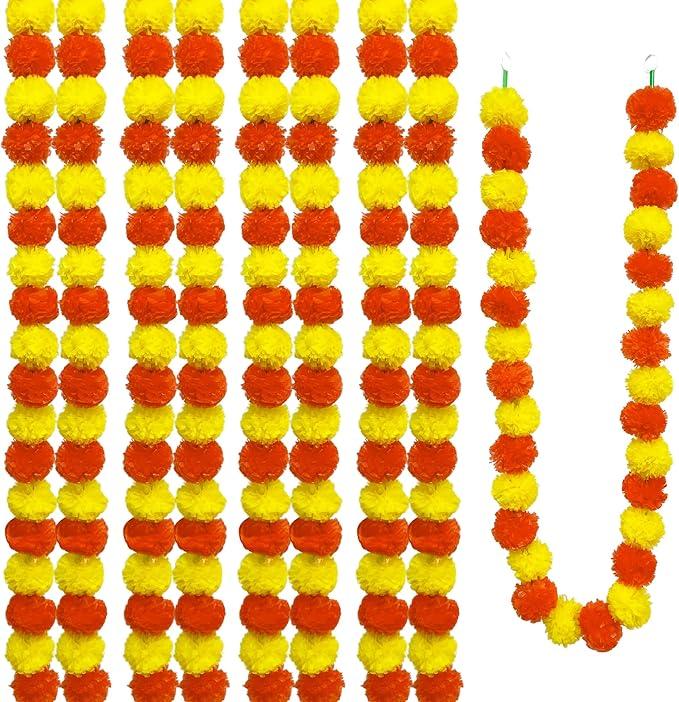 Artificial Marigold Garland, Golden Yellow/ Orange