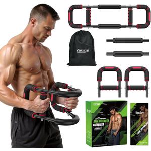 Twister Arm Trainer for Men, Chest Workout Equipment 5-Level Adjustable (40-130lb) with Ergonomic 27 Targets Biceps/Clip/Thigh, Portable Exerciser for Home Gym Travel Fitness