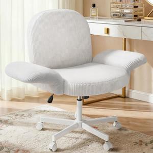 HUANUO Criss Cross Office Chair for Girls with Adjustable Armrests, White, 24.02" x 26.77" x 36.22"