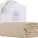 Threadmill Luxury Cotton Blankets for Queen Size Bed | All-Season 100% Cotton Queen Size Blanket | Criss Cross Jacquard Cozy Lightweight, Soft Breathable Coverlet fits Full Size Bed, 90x92 | Beige