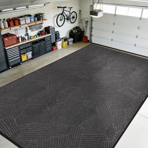 Heavy Duty Door Mat Indoor Outdoor, 5 x 7 Low Profile Non Slip Commercial Floor Mat for High Traffic, Grid-Pattern Waterproof All-Weather Industrial Entryway Rug for Garage, Patio