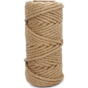 Leecogo 6mm Jute Rope, 66 Feet 4 Ply Heavy Duty and Thick Twine Rope for Gardening, Crafting, Packing, Bundling and Home Decor (0.23inch/6mm, Natural Brown)