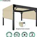 SunnyRoyal Pergola Shade Cover 10' x 12' Replacement Canopy Shade Cover with Weighted Rods & Grommets Outdoor Sun Shade Cloth for Patio Porch Garden (Beige)