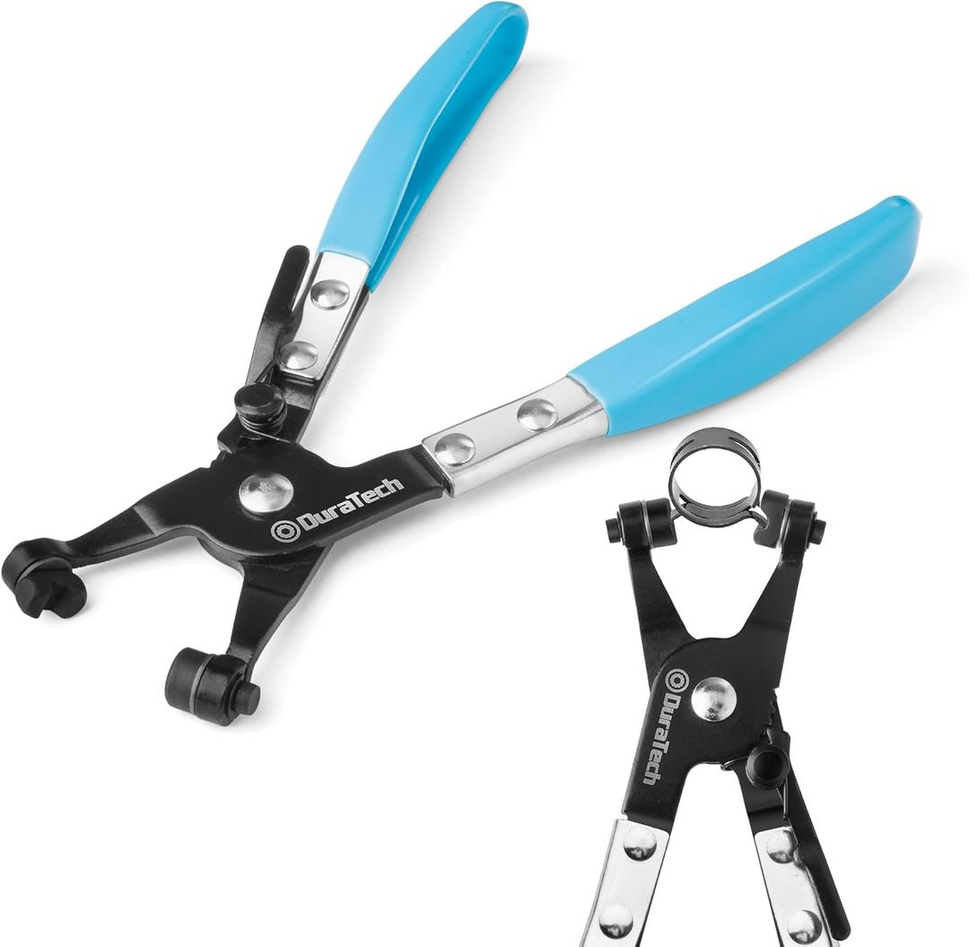 DURATECH Hose Clamp Pliers, Hose Clamp Tool with Swivel Flat Band, Automotive Repair Tool for the Removal and Installation of Ring-Type and Spring Band Clamps